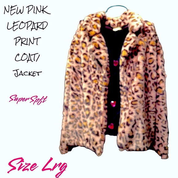 NEW LIGHT PINK LEOPARD PRINT COAT SOFT & COZY SZ LG OPEN CONCEPT & SILKY LINING - Picture 3 of 12